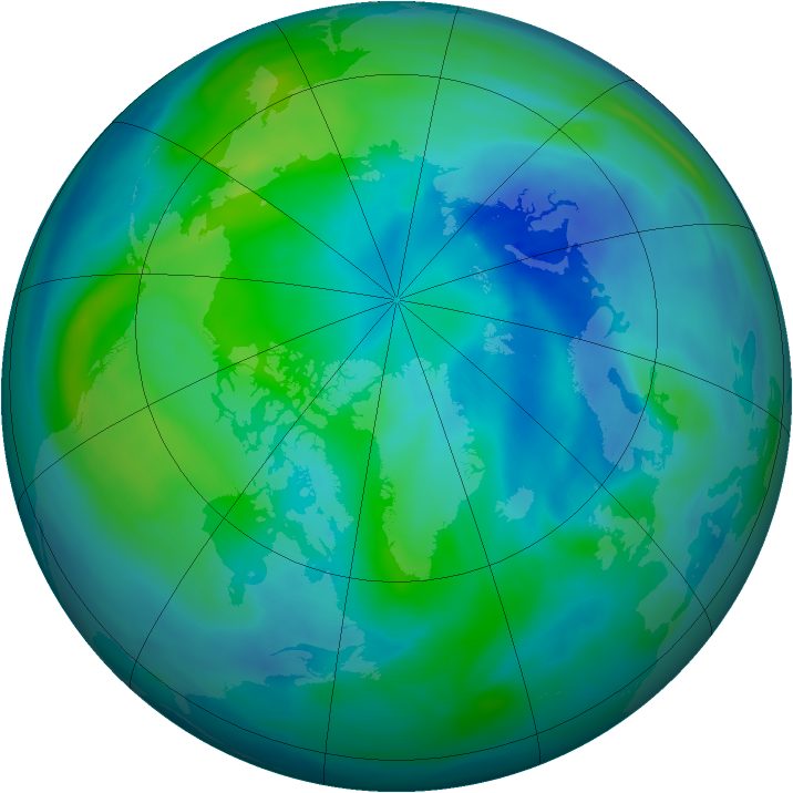 Arctic ozone map for 03 October 2007